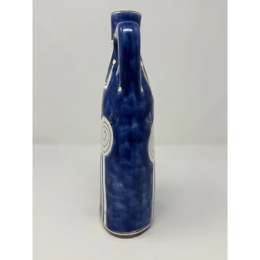 Desimone Hand-Painted Blue & White Ceramic Art Pottery Pitcher Figural